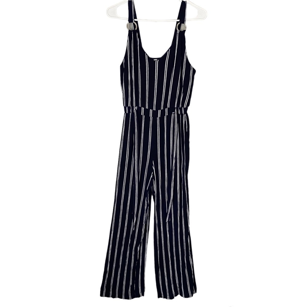SHORELINE Jumpsuit Sleeveless Lightweight Stripes Navy/White Women Size M